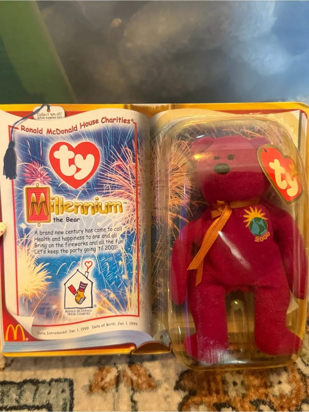 vintage McDonalds TY Millennium the Bear Beanie Baby RARE Retired Jan 1, 1999